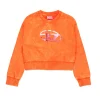Sweatshirts | Oval D By Diesel>DIESEL Marbled cropped sweatshirt with Oval D logo orange