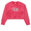 Sweatshirts | Oval D By Diesel>DIESEL Marbled cropped sweatshirt with Oval D logo strawberry pink