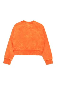 Sweatshirts | Oval D By Diesel>DIESEL Marbled cropped sweatshirt with Oval D logo orange