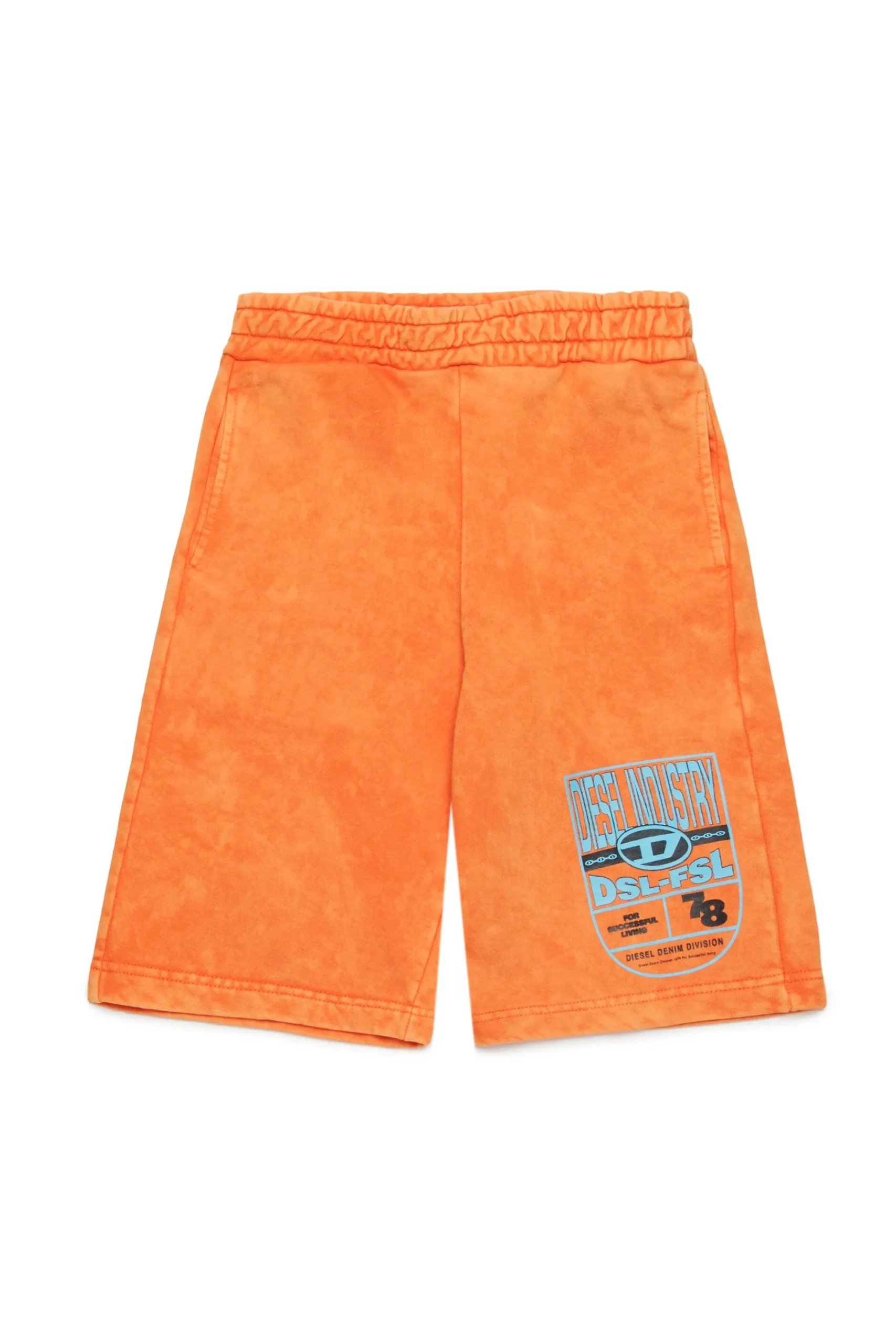 Shorts>DIESEL Marbled fleece shorts with badge orange
