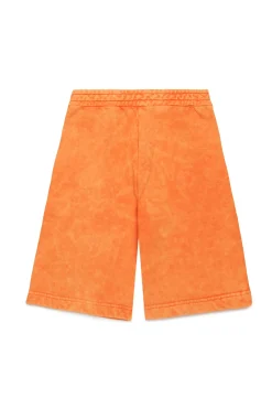 Shorts>DIESEL Marbled fleece shorts with badge orange