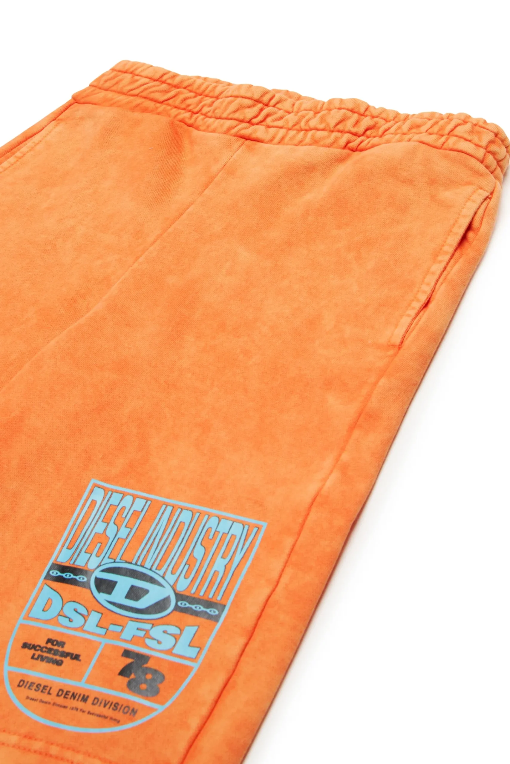Shorts>DIESEL Marbled fleece shorts with badge orange