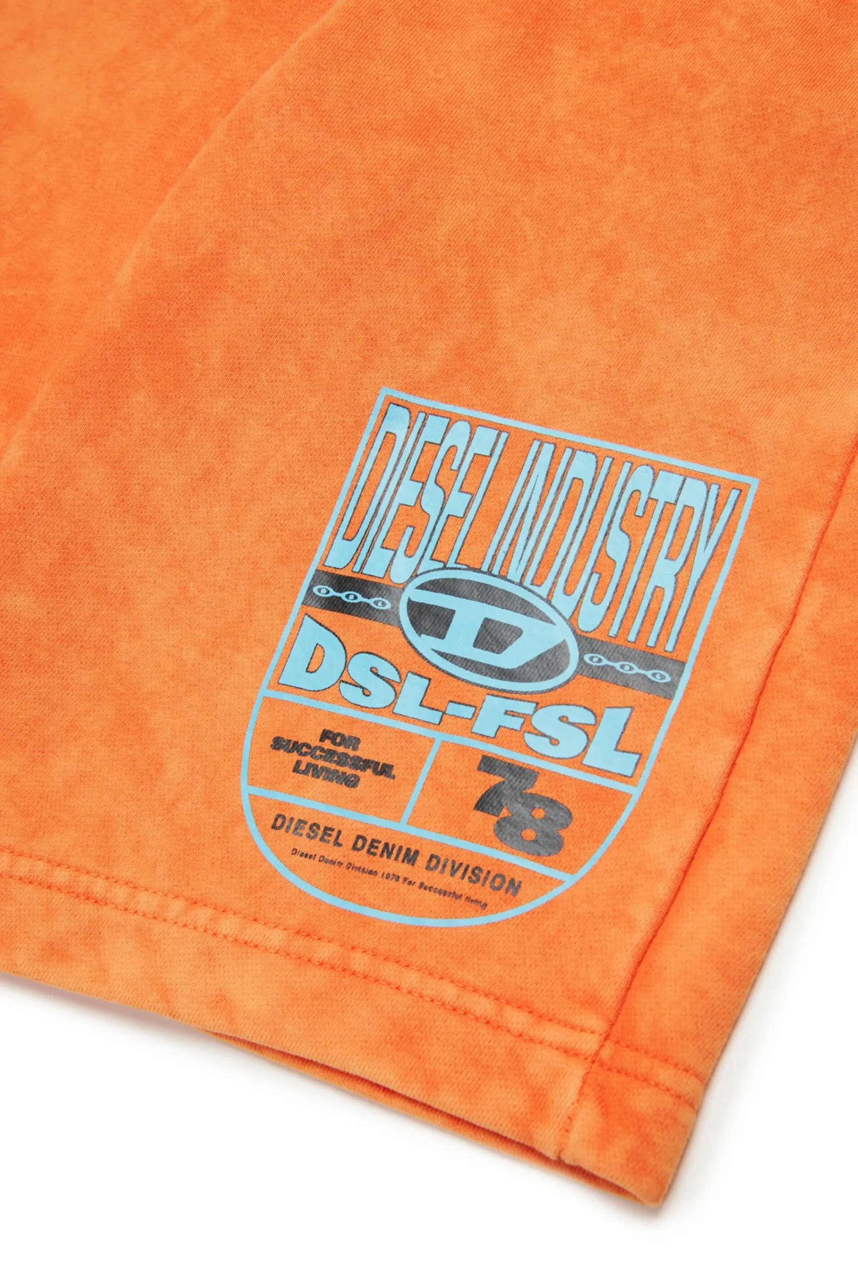 Shorts>DIESEL Marbled fleece shorts with badge orange