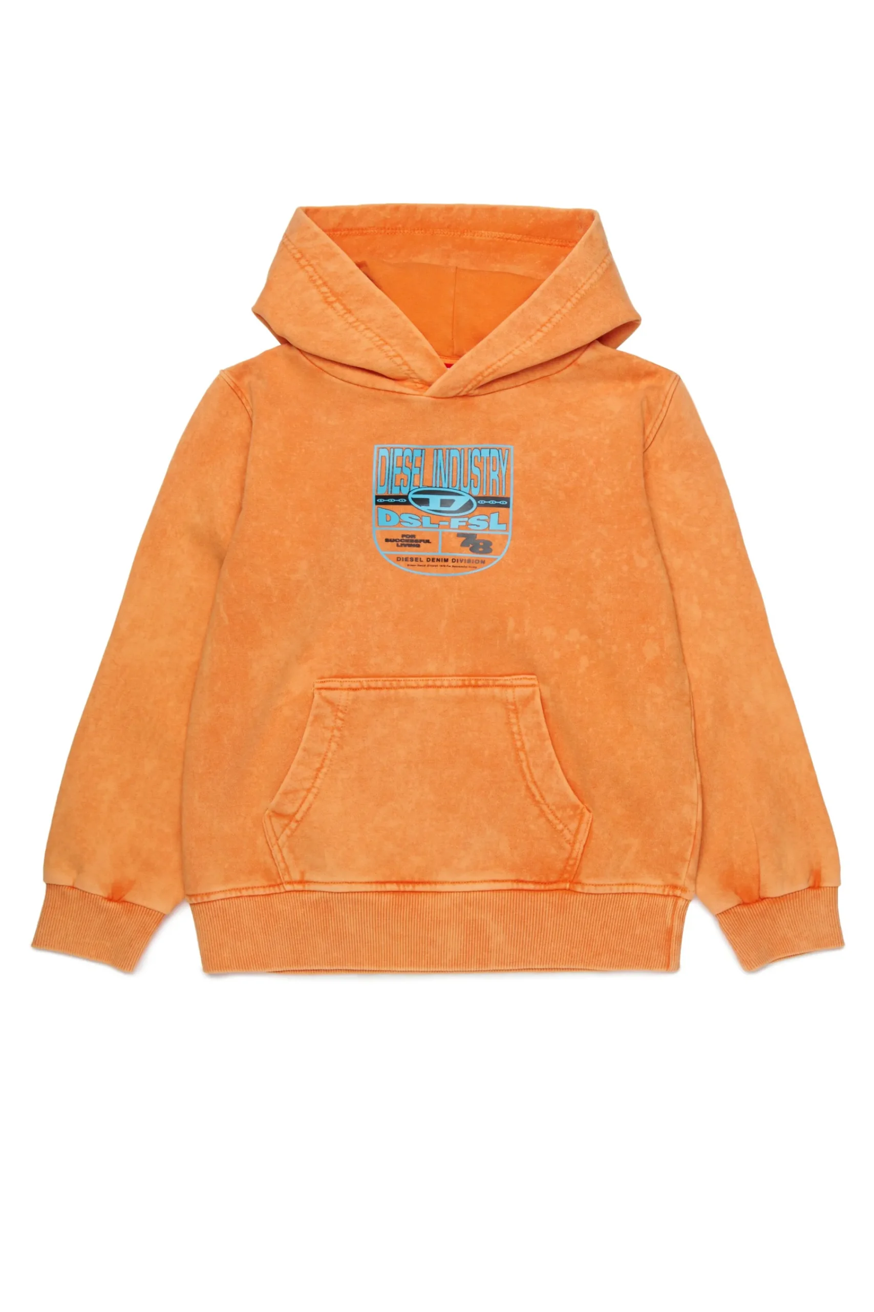Sweatshirts>DIESEL Marbled sweatshirt with shield graphics orange