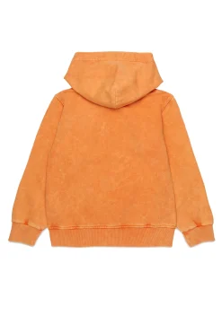 Sweatshirts>DIESEL Marbled sweatshirt with shield graphics orange