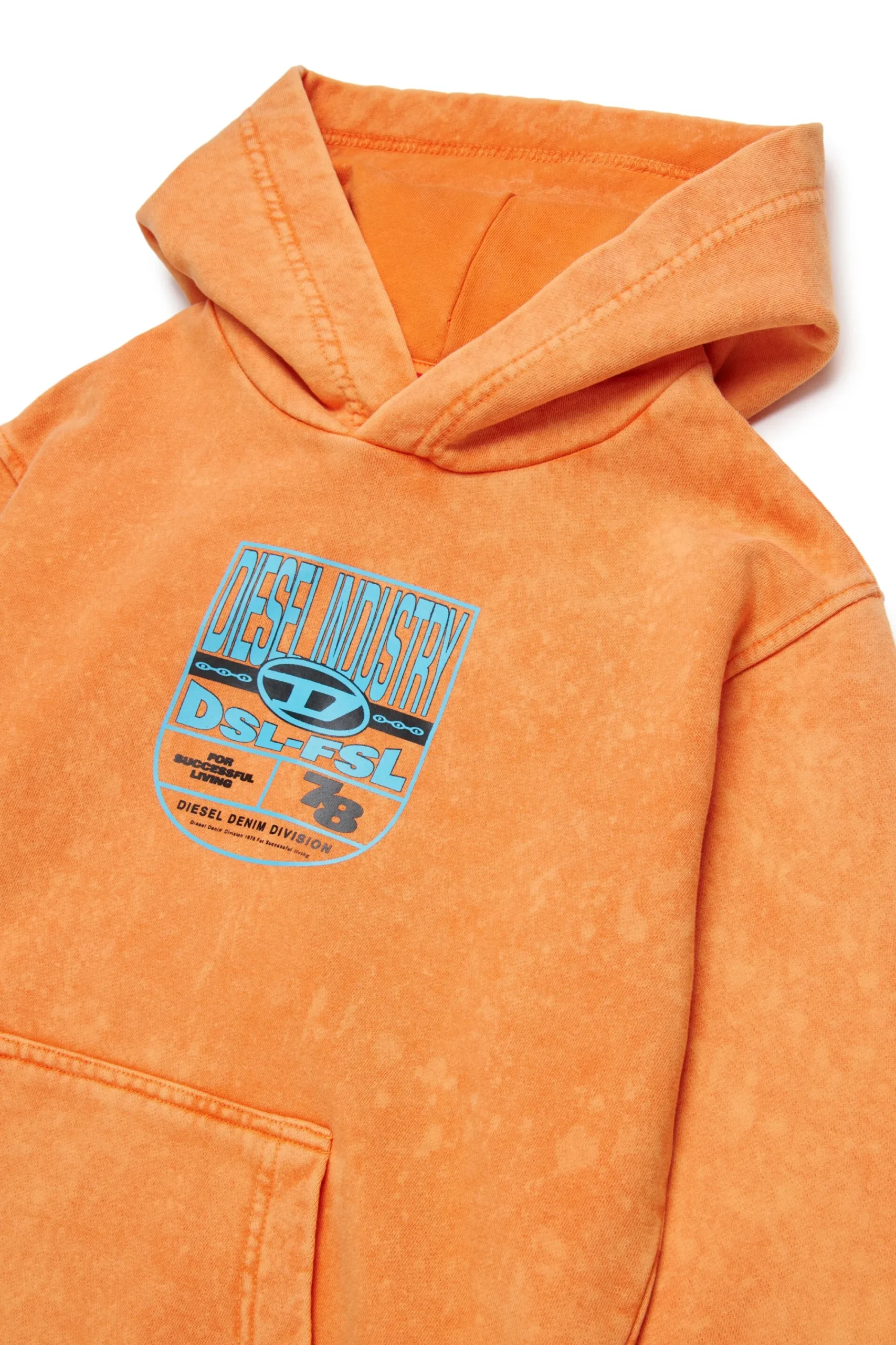 Sweatshirts>DIESEL Marbled sweatshirt with shield graphics orange