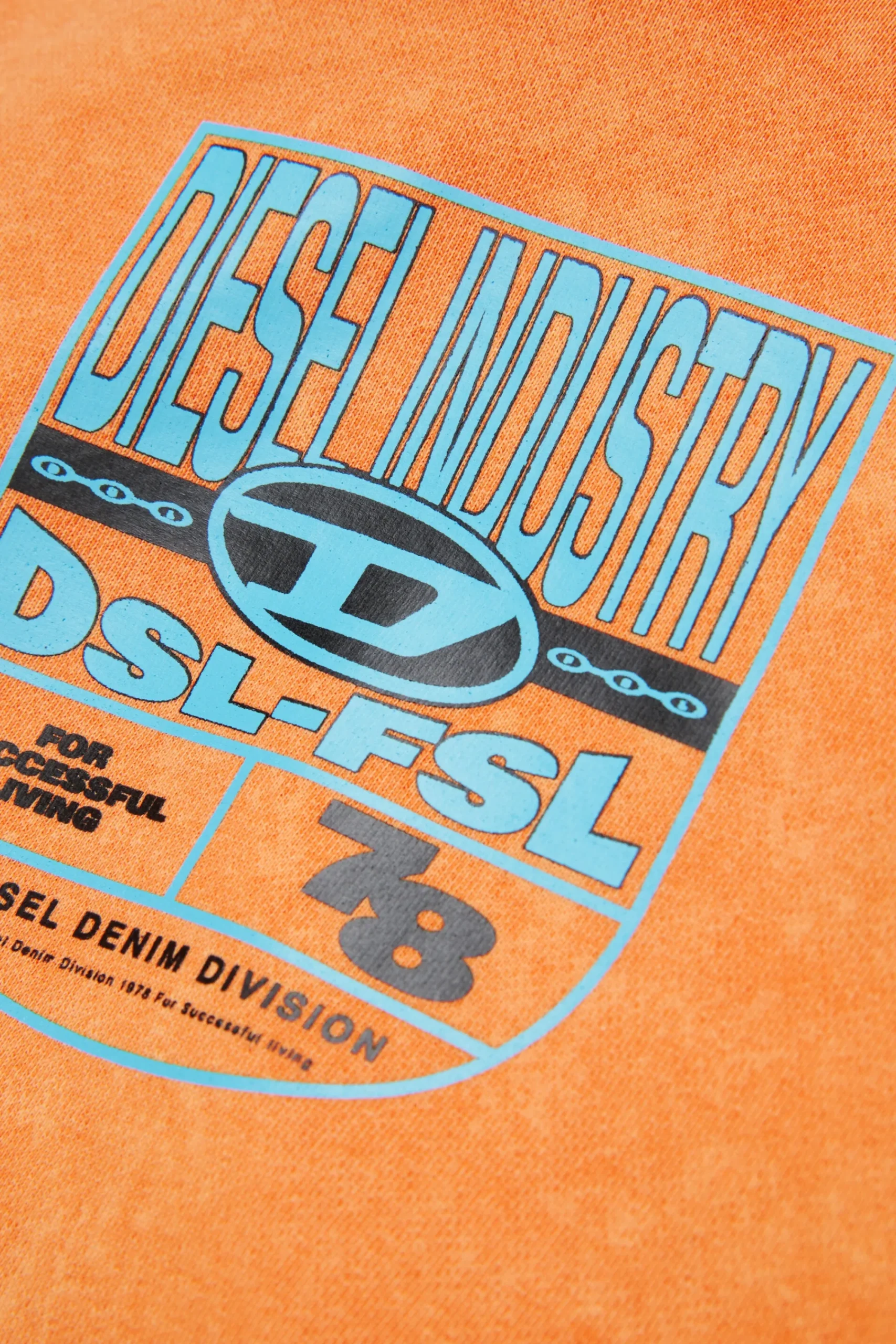 Sweatshirts>DIESEL Marbled sweatshirt with shield graphics orange