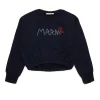 Sweatshirts>MARNI Flower branded crew-neck cropped sweatshirt blue navy