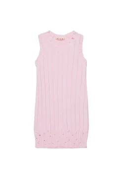 Dresses>MARNI Flower branded ribbed dress light pink