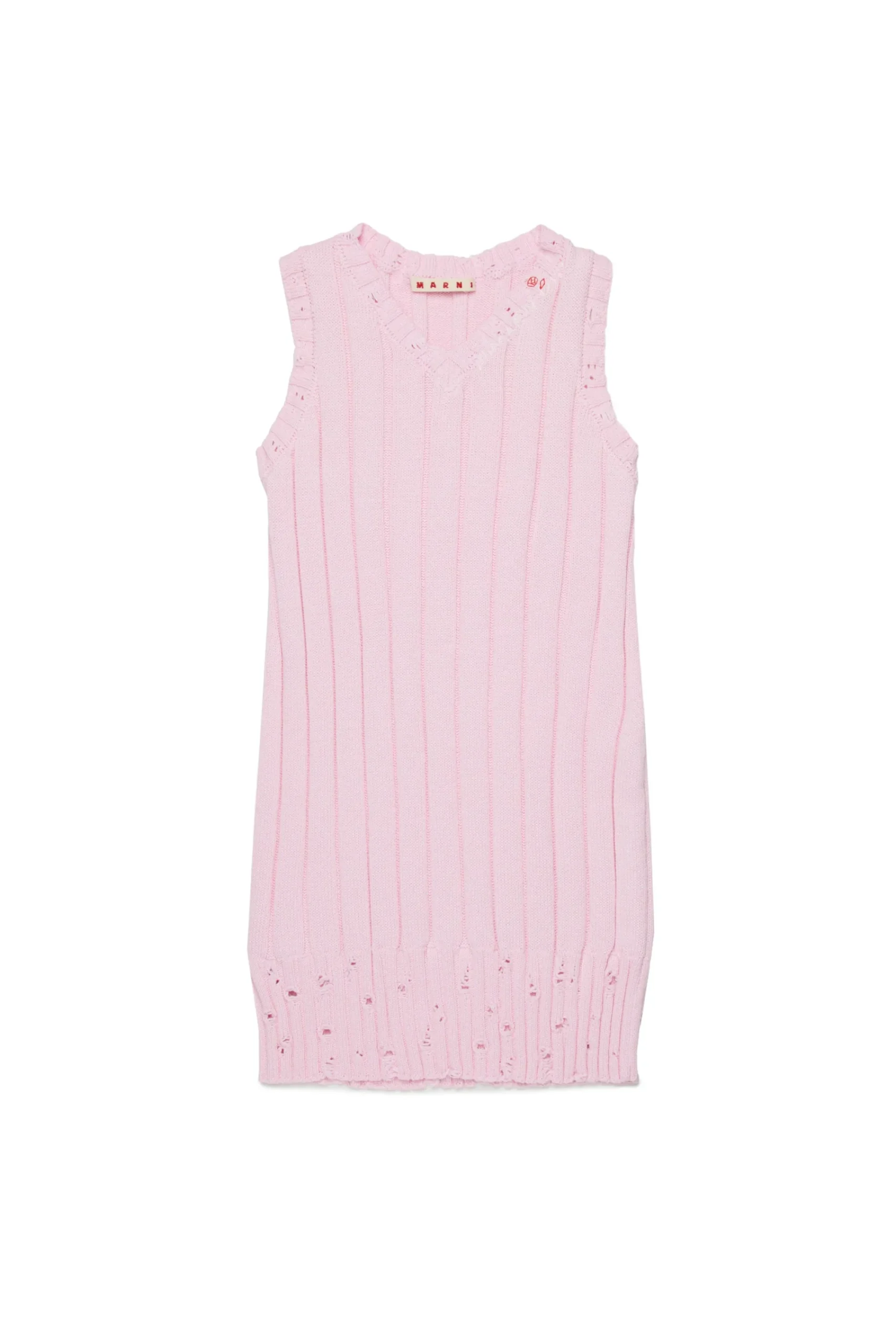 Dresses>MARNI Flower branded ribbed dress light pink
