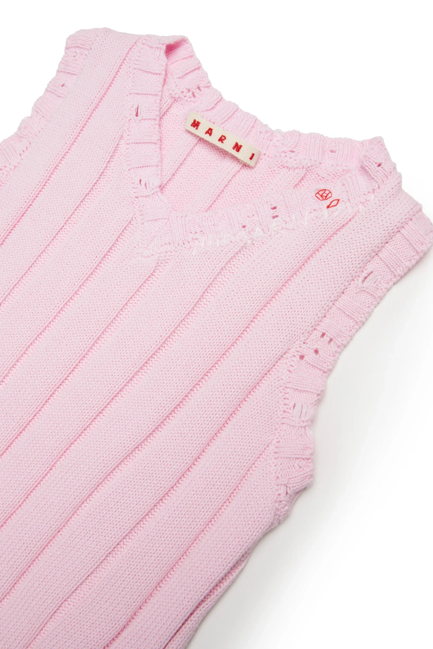 Dresses>MARNI Flower branded ribbed dress light pink