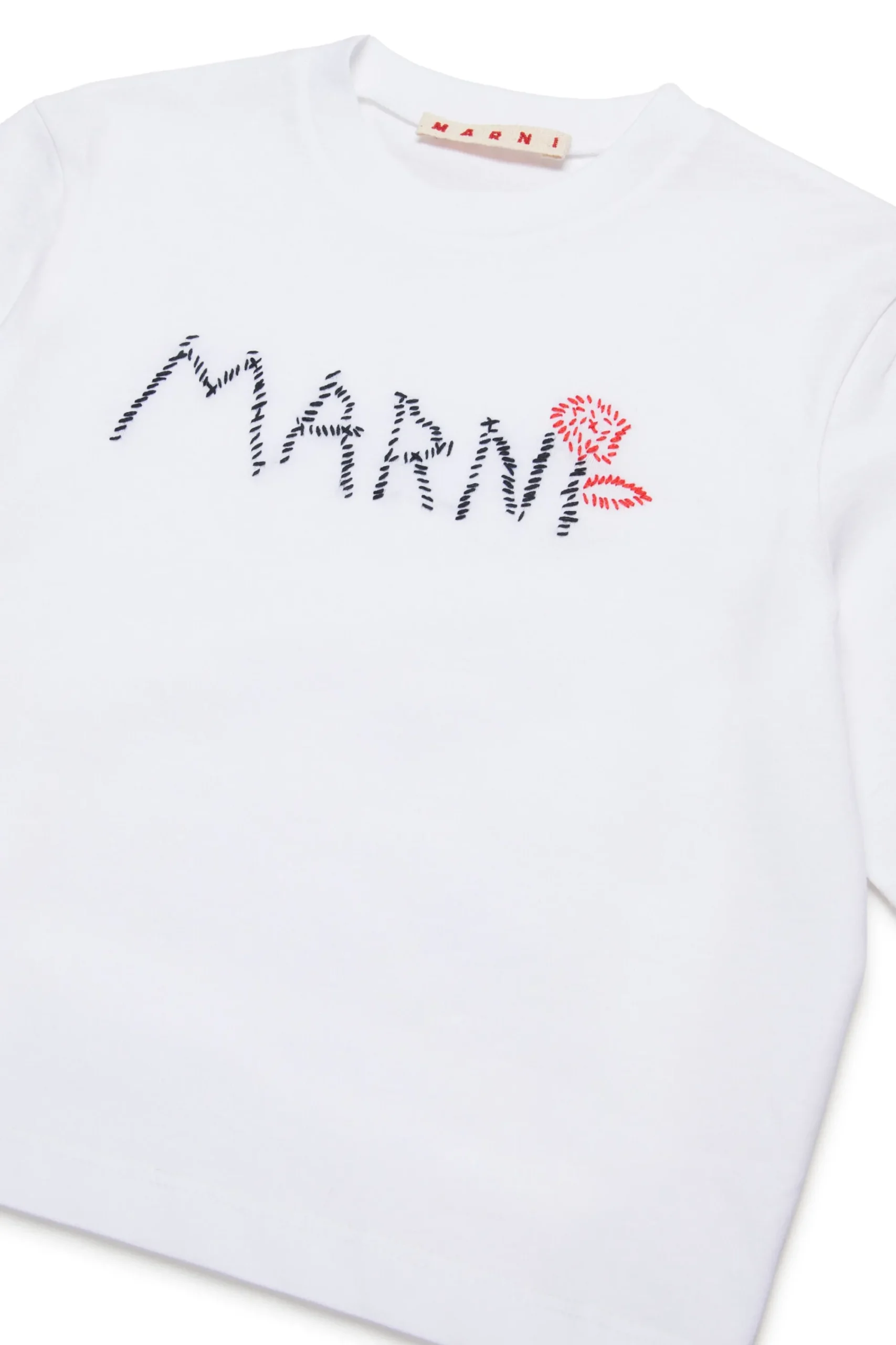 T-Shirts | Logomania>MARNI Flower branded T-shirt white