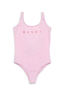 Swimwear | Swimwear>MARNI Outline branded one-piece swimsuit light pink