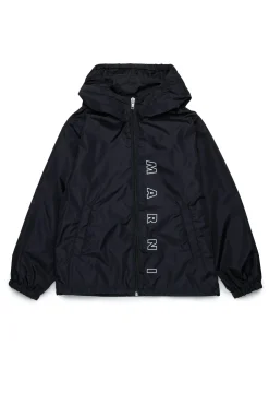 Jackets And Padded Jackets | Logomania>MARNI Outline branded windbreaker jacket black