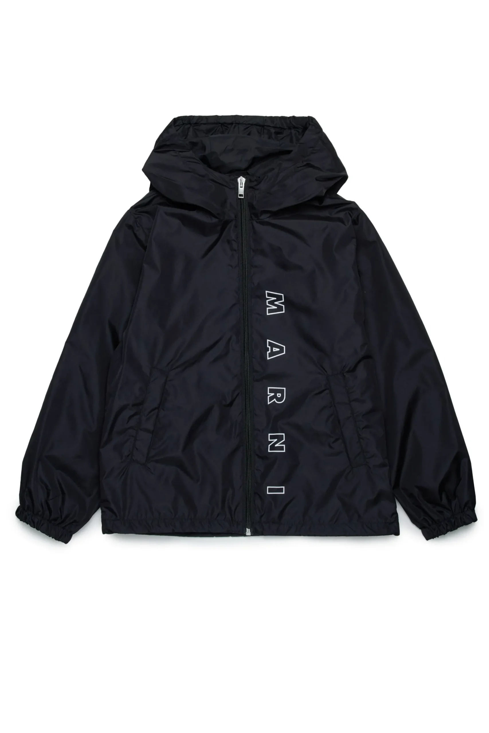 Jackets And Padded Jackets | Logomania>MARNI Outline branded windbreaker jacket black