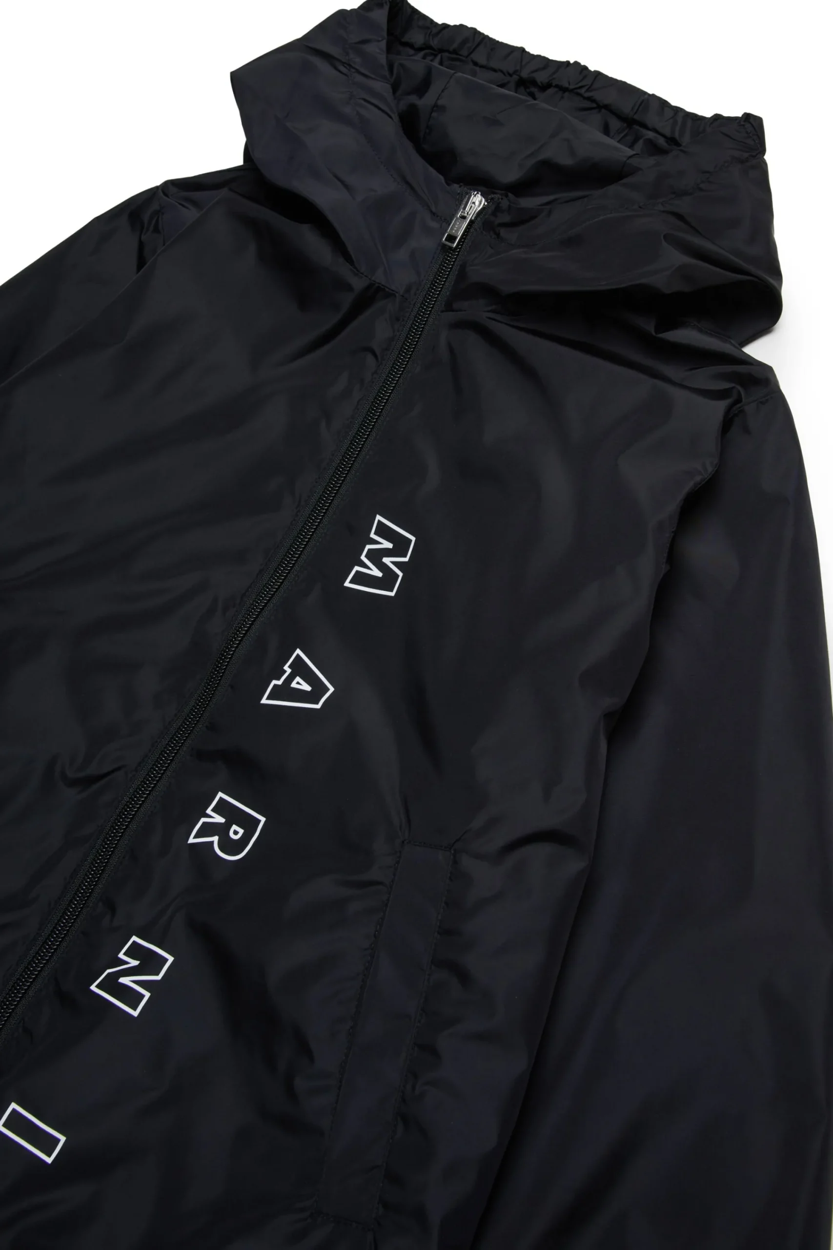 Jackets And Padded Jackets | Logomania>MARNI Outline branded windbreaker jacket black