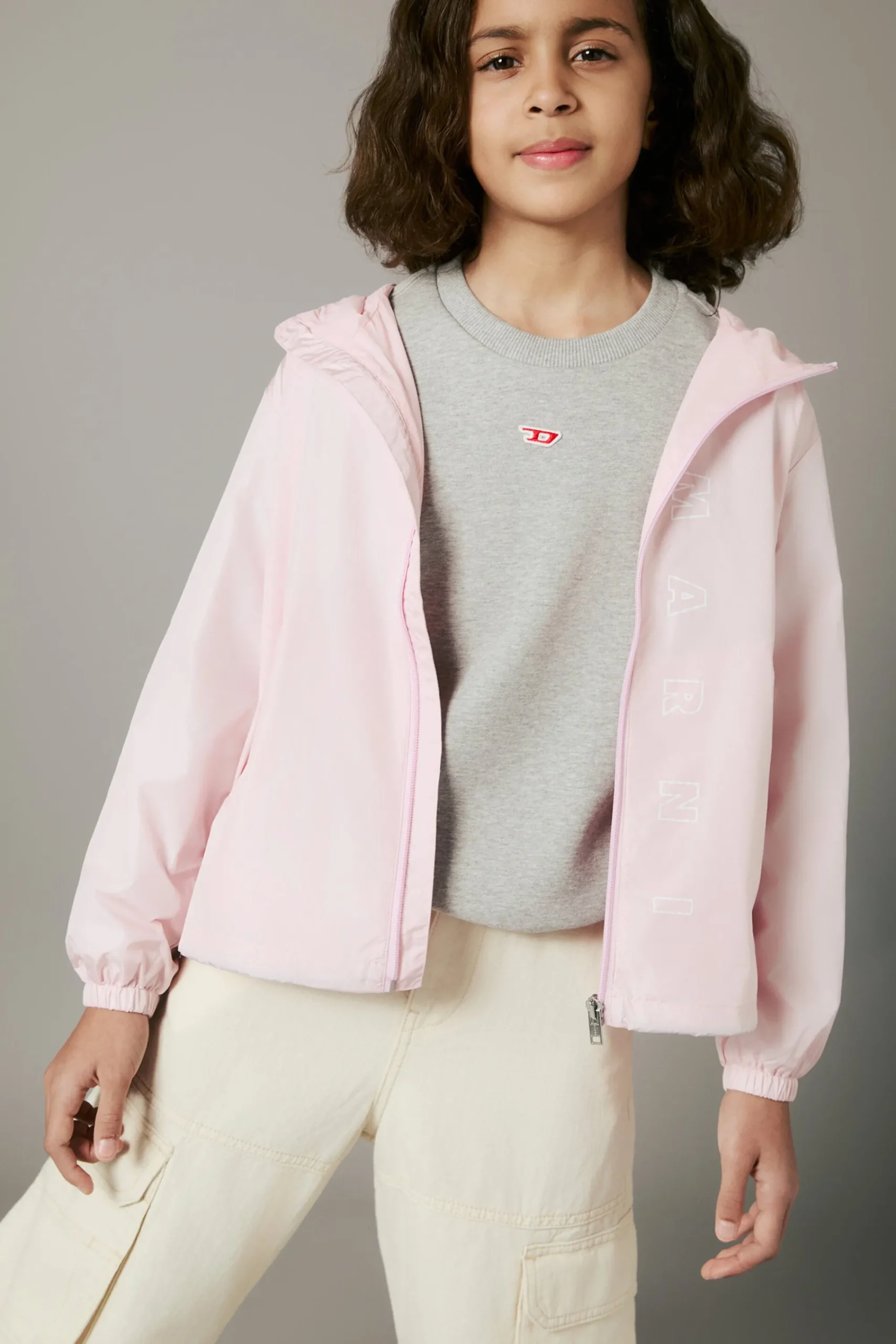 Jackets And Padded Jackets | Logomania>MARNI Outline branded windbreaker jacket light pink