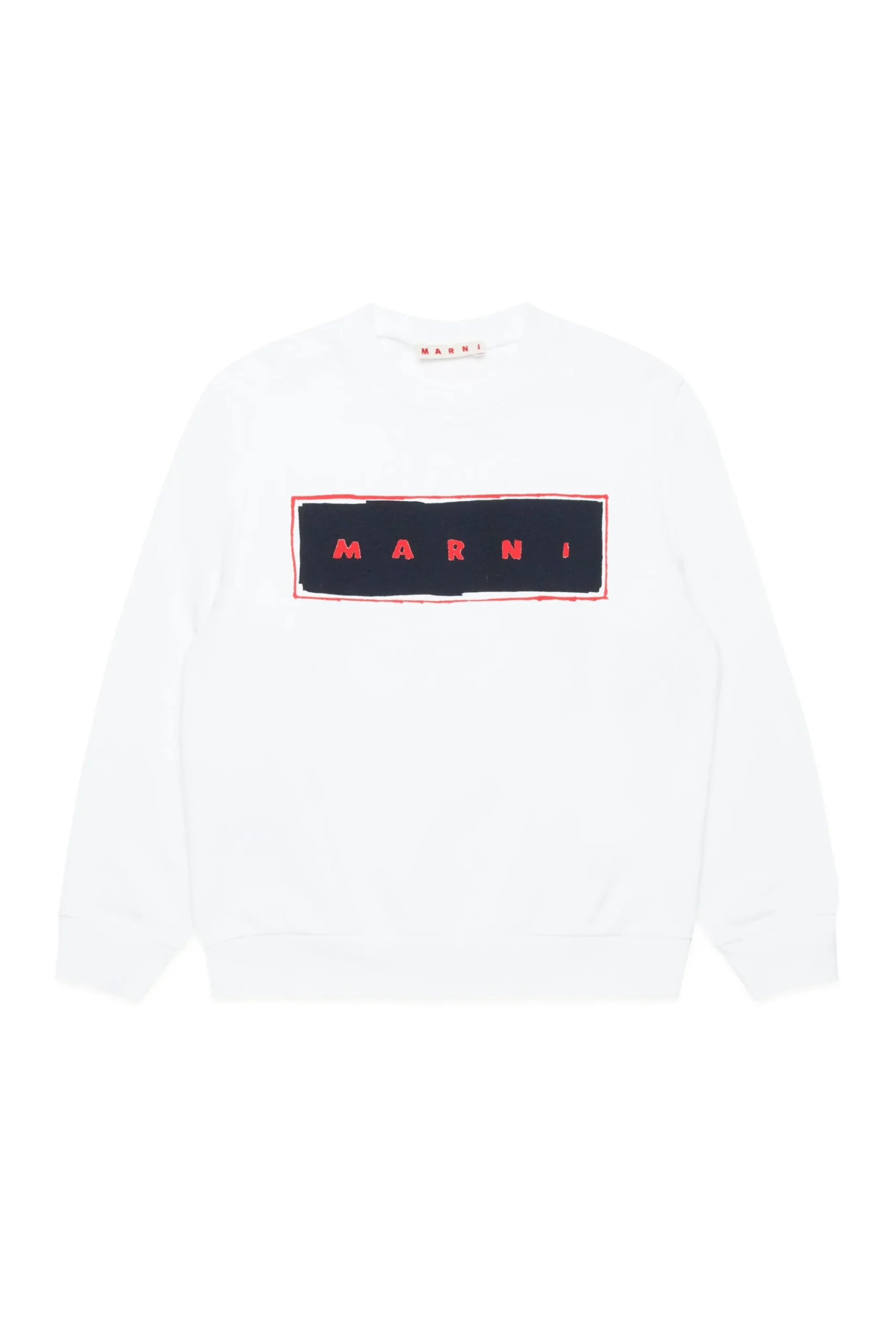 Sweatshirts | Sweatshirts>MARNI Print branded crew-neck sweatshirt natural white