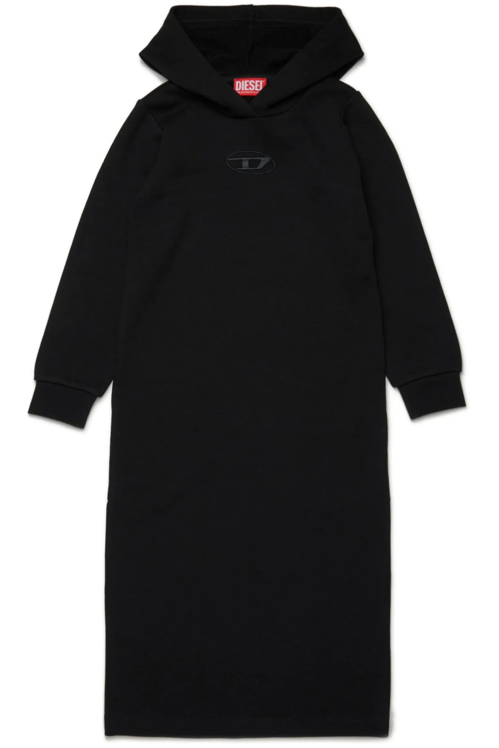 Dresses>DIESEL Maxi sweatshirt dress with embroidered oval D logo black