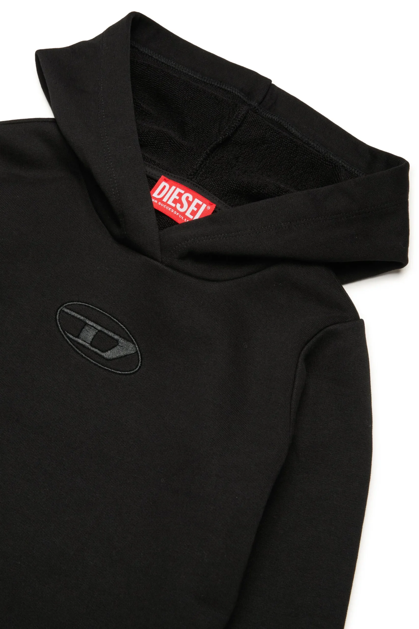 Dresses>DIESEL Maxi sweatshirt dress with embroidered oval D logo black