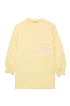 Dresses>N°21 Maxi-sweatshirt dress with bows cream yellow