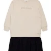 Dresses>MM6 MAISON MARGIELA Maxi-sweatshirt dress with double flounce beige