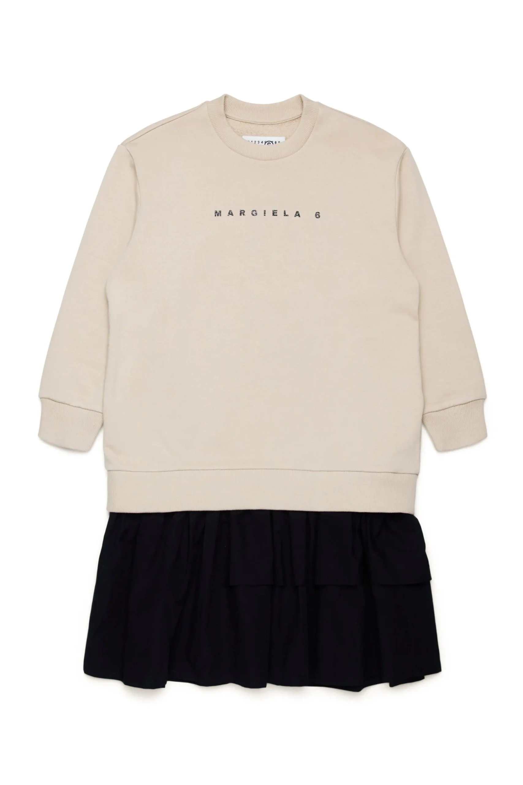 Dresses>MM6 MAISON MARGIELA Maxi-sweatshirt dress with double flounce beige