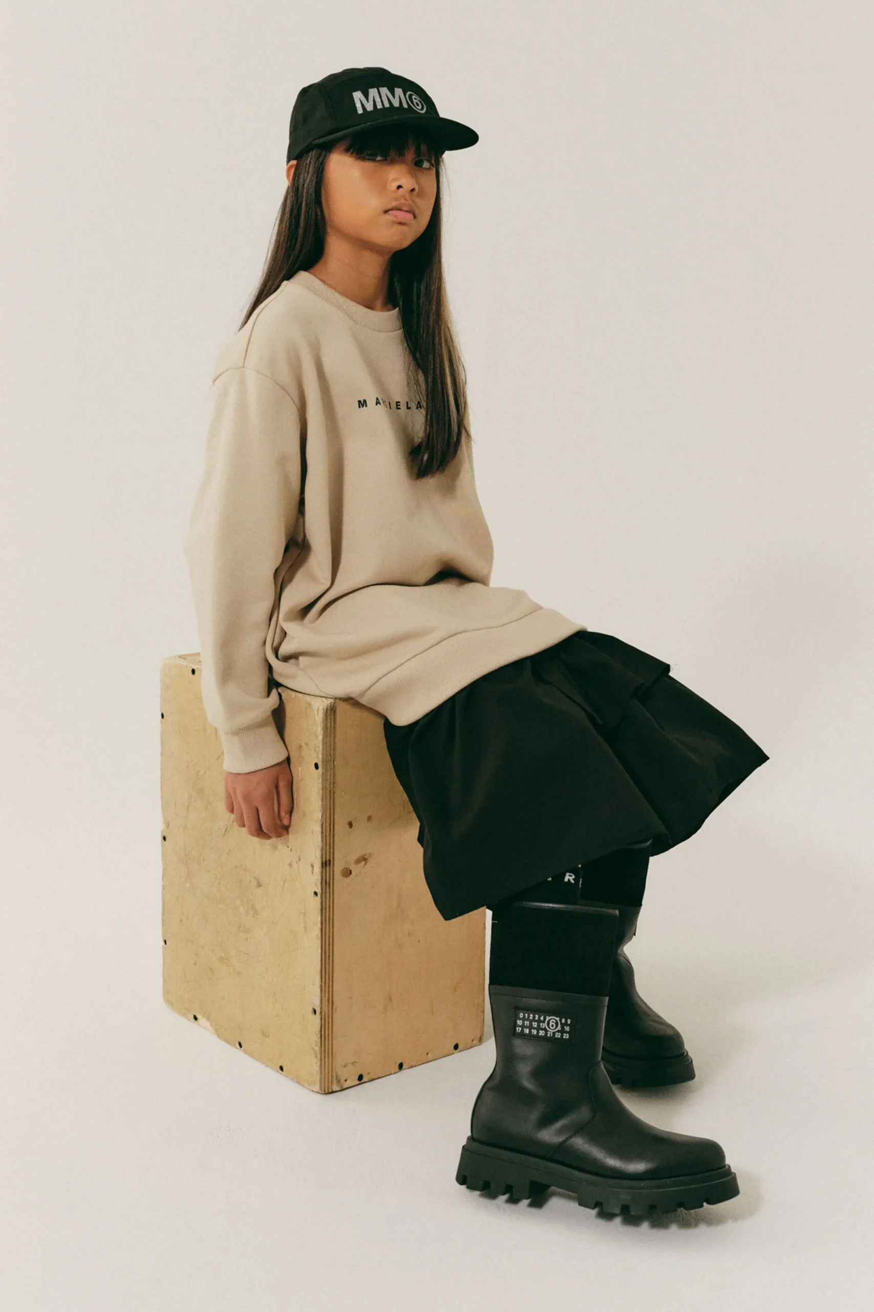 Dresses>MM6 MAISON MARGIELA Maxi-sweatshirt dress with double flounce beige