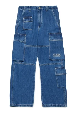 Jeans | Denim-Mania>MM6 MAISON MARGIELA Medium blue cargo jeans with Numeric logo blue denim
