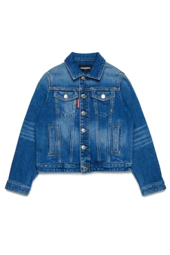 Jackets And Padded Jackets | Denim-Mania>DSQUARED2 Medium jacket with abrasions blue denim