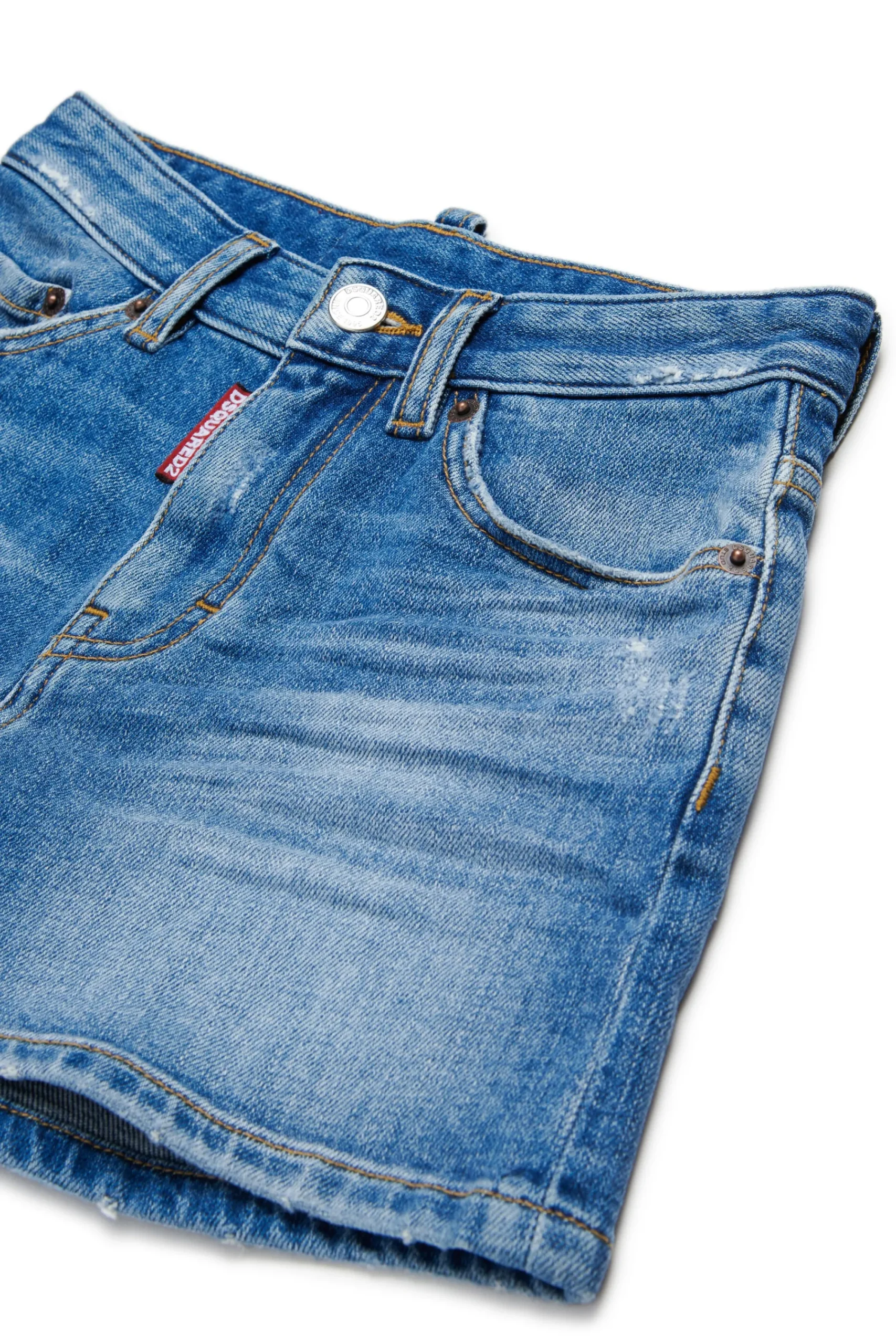 Shorts | Denim-Mania>DSQUARED2 Medium shorts with abrasions blue denim