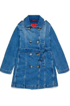 Jackets And Padded Jackets | Denim-Mania>MAX&Co. Medium blue shaded denim trench coat blue denim