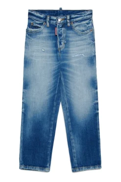 Jeans | Denim-Mania>DSQUARED2 Medium blue straight jeans with rips - Boss 10 blue denim