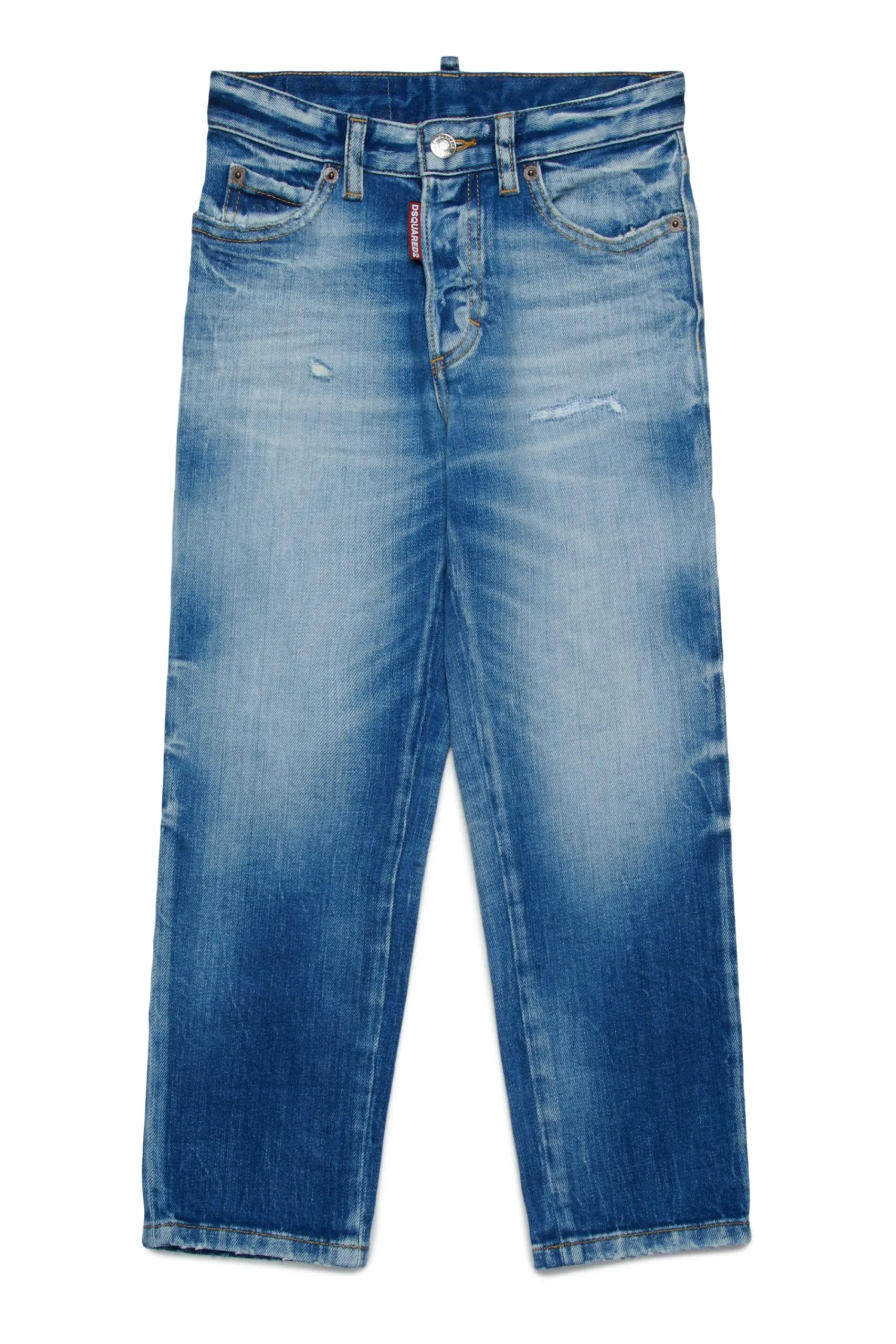 Jeans | Denim-Mania>DSQUARED2 Medium blue straight jeans with rips - Boss 10 blue denim