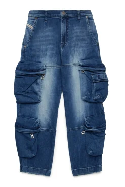 Denim-Mania | Denim-Mania>DIESEL Medium blue straight jeans with rips - D-Fish blue denim