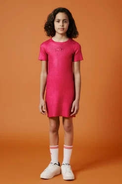 Dresses | Oval D By Diesel>DIESEL Mylar-effect ribbed knit sheath dress strawberry pink
