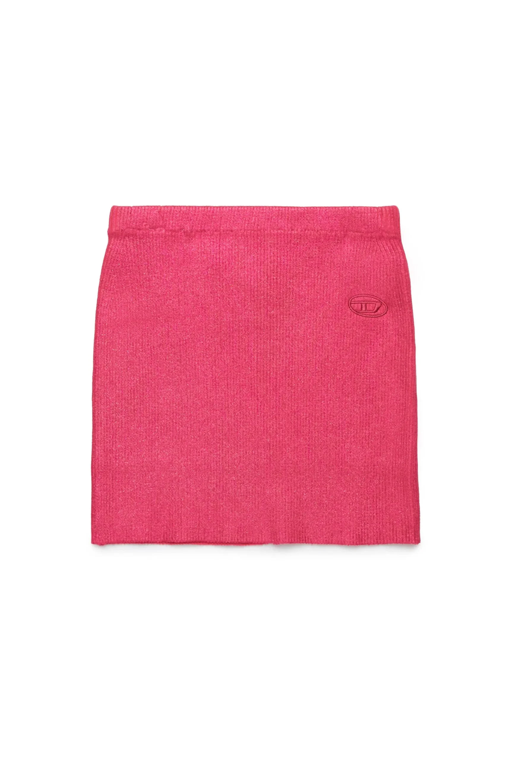 Skirts>DIESEL Mylar-effect ribbed knit skirt strawberry pink
