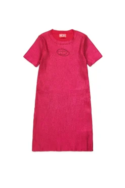 Dresses | Oval D By Diesel>DIESEL Mylar-effect ribbed knit sheath dress strawberry pink