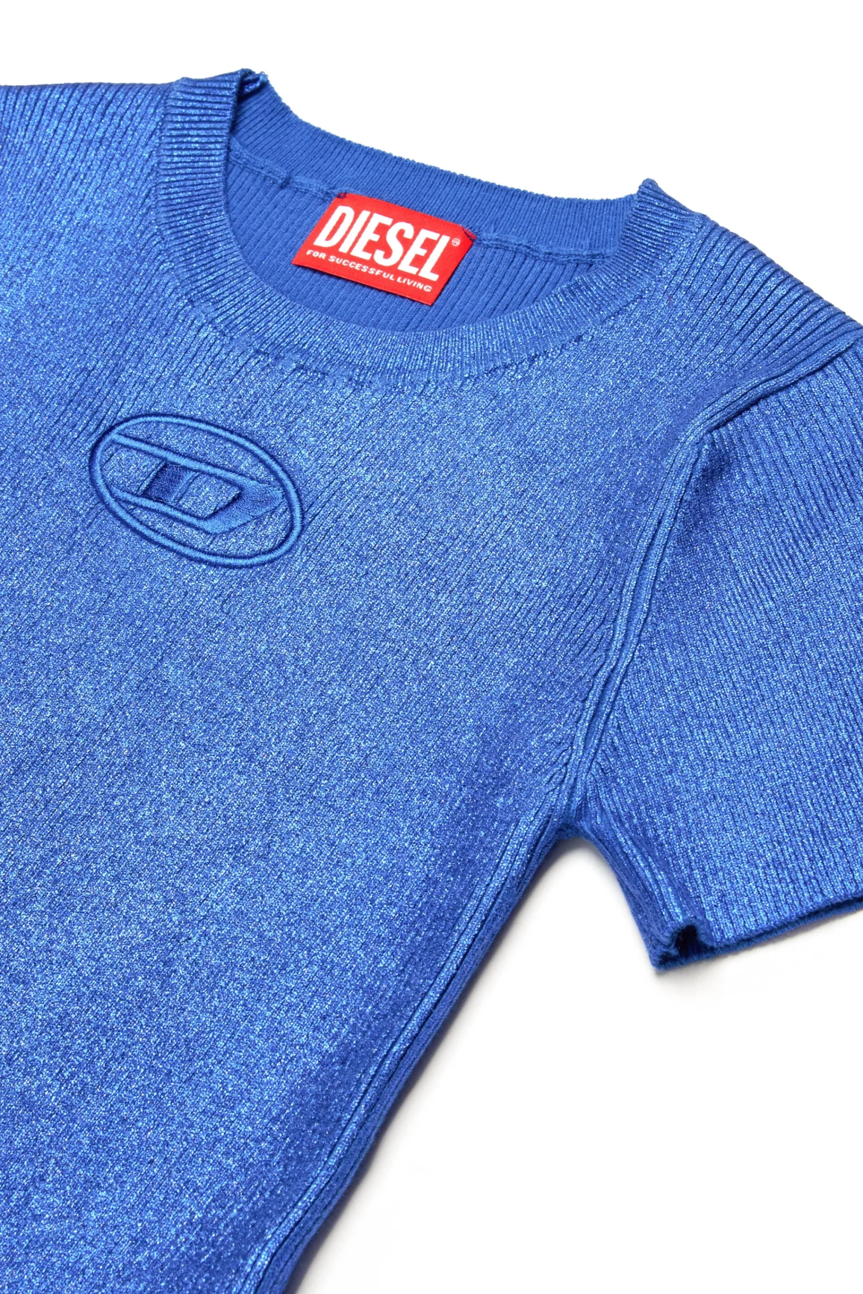 Dresses | Oval D By Diesel>DIESEL Mylar-effect ribbed knit sheath dress bright bluette
