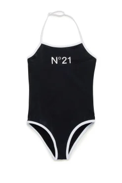 Swimwear | Logomania>N°21 One-piece branded swimsuit black