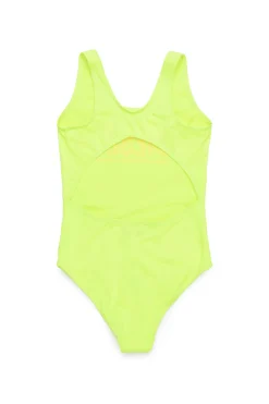 Swimwear | Logomania>DIESEL One-piece swimsuit fluo with institutional logo fluo yellow
