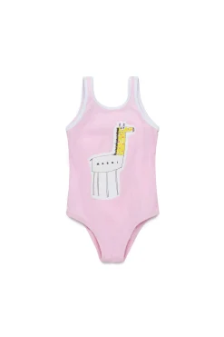 Swimwear | Swimwear>MARNI One-piece swimsuit in Lycra with giraffe print light pink