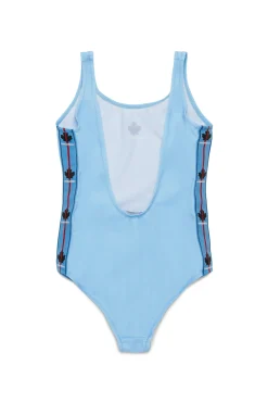 Swimwear | Swimwear>DSQUARED2 One-piece swimsuit with branded bands new light blue