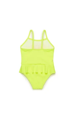 Swimwear | Oval D By Diesel>DIESEL One-piece swimsuit with ruffles fluo yellow