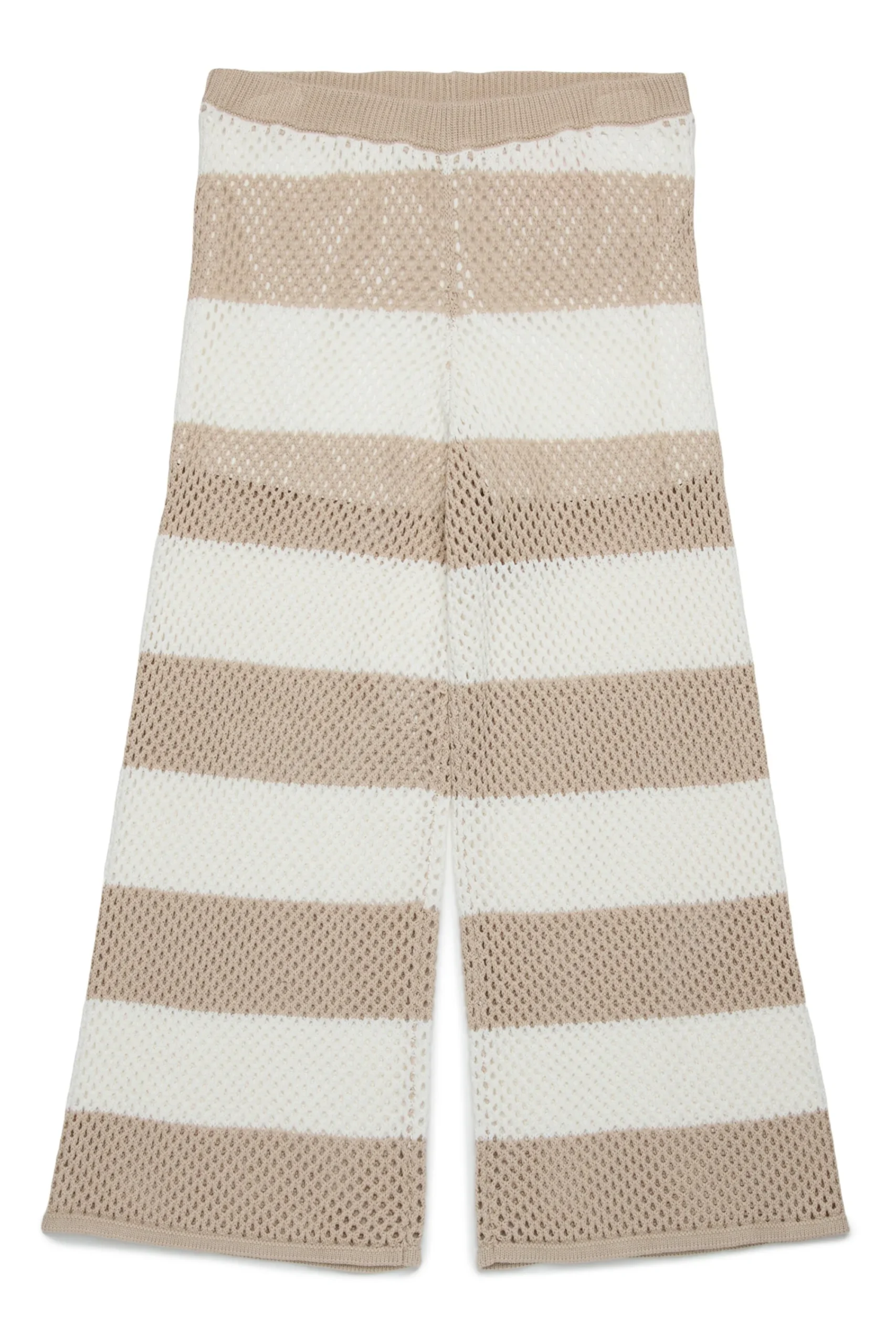 Pants>MAX&Co. Openwork striped wide trousers sand