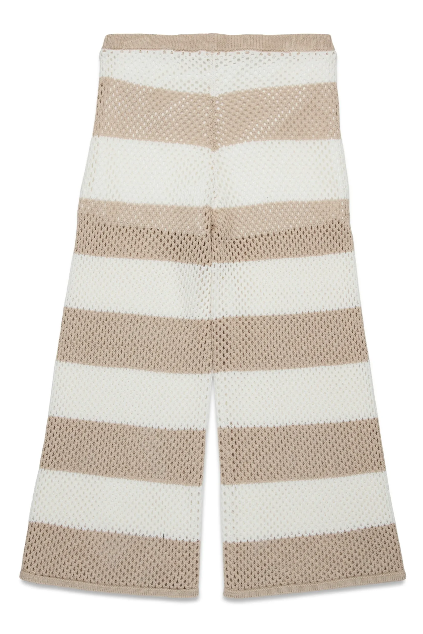 Pants>MAX&Co. Openwork striped wide trousers sand