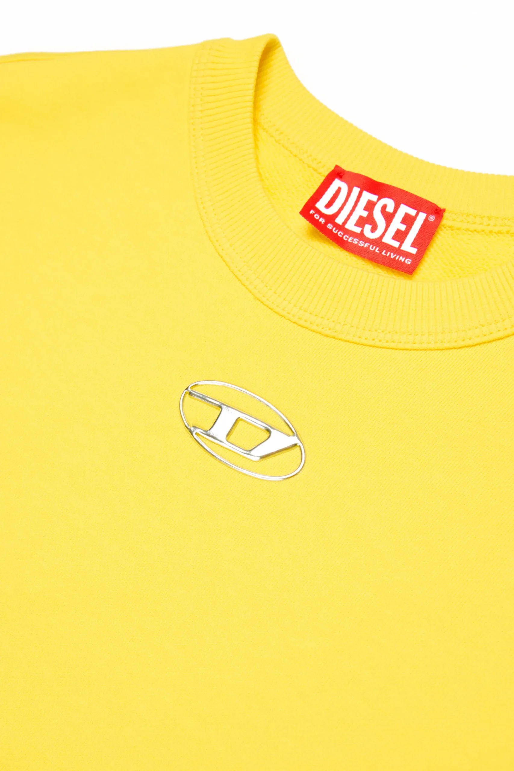 Sweatshirts>DIESEL Oval D branded crew-neck sweatshirt lemon yellow