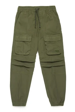 Pants | Pants>DIESEL Oval D branded gabardine cargo trousers dark olive green