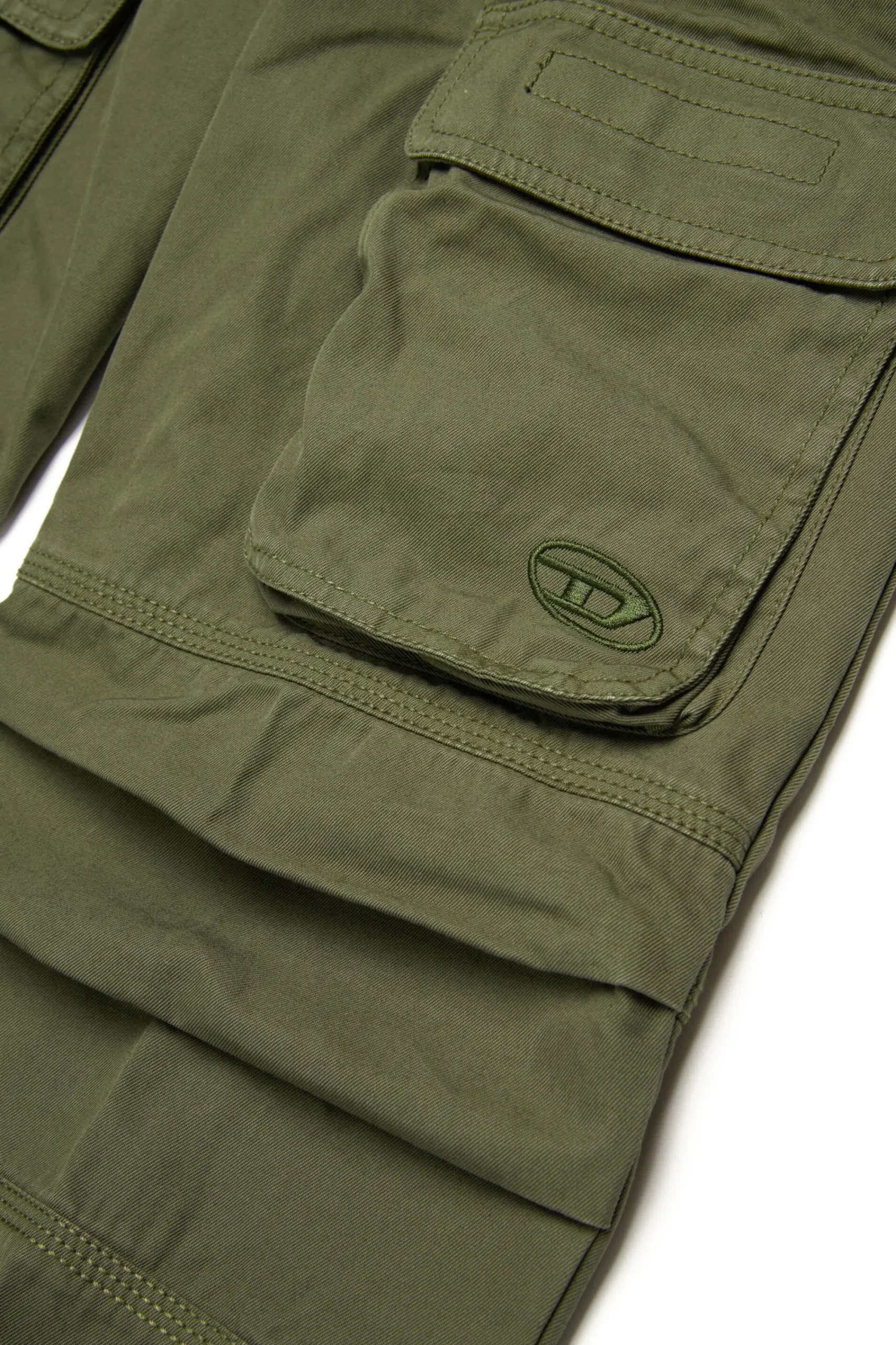 Pants | Pants>DIESEL Oval D branded gabardine cargo trousers dark olive green