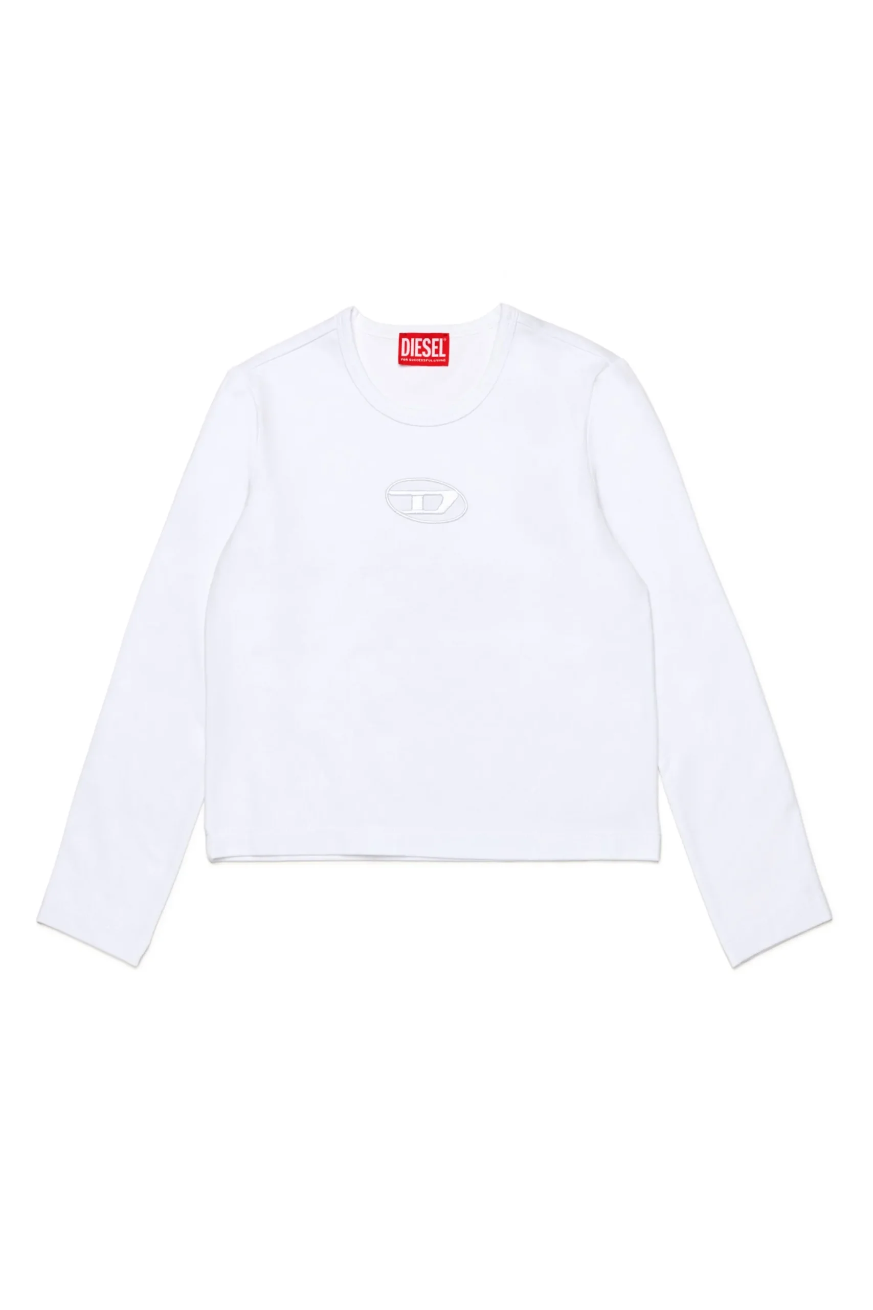 T-Shirts>DIESEL Oval D branded long-sleeved T-shirt white